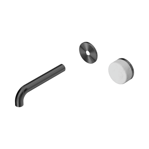 Serenity Wall Basin Mixer 160mm Spout Carrara Handle Gun Metal