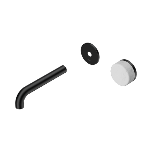 Serenity Wall Basin Mixer 160mm Spout Carrara Handle Matte Black