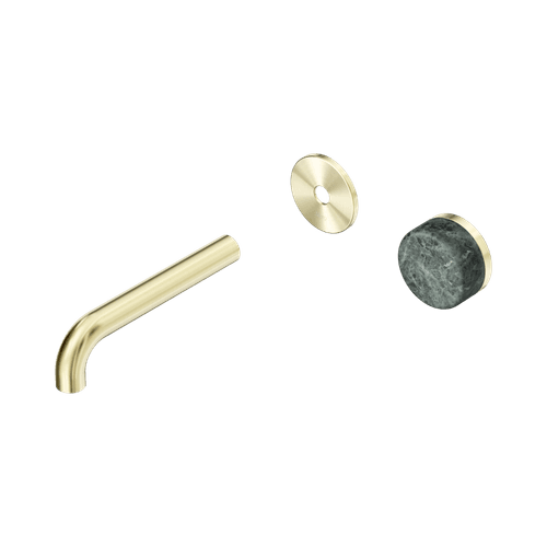 Serenity Wall Basin Mixer 160mm Spout Verde Alpi Handle Brushed Gold