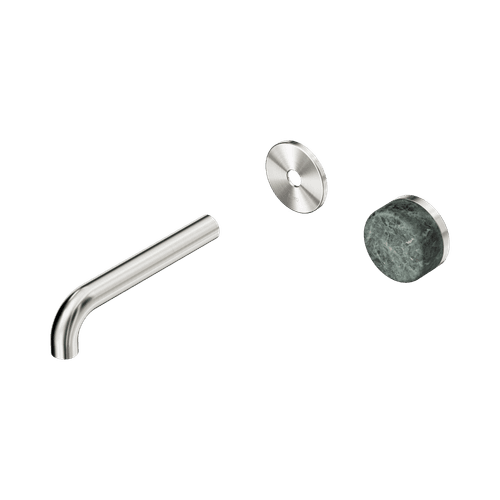 Serenity Wall Basin Mixer 160mm Spout Verde Alpi Handle Brushed Nickel