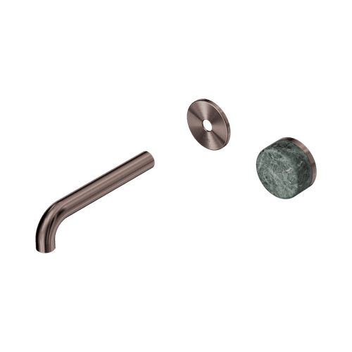 Serenity Wall Basin Mixer 160mm Spout Verde Alpi Handle Brushed Bronze