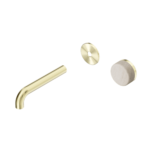 Serenity Wall Basin Mixer 160mm Spout Rome Travertine Handle Brushed Gold