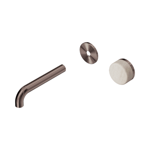 Serenity Wall Basin Mixer 160mm Spout Rome Travertine Handle Brushed Bronze