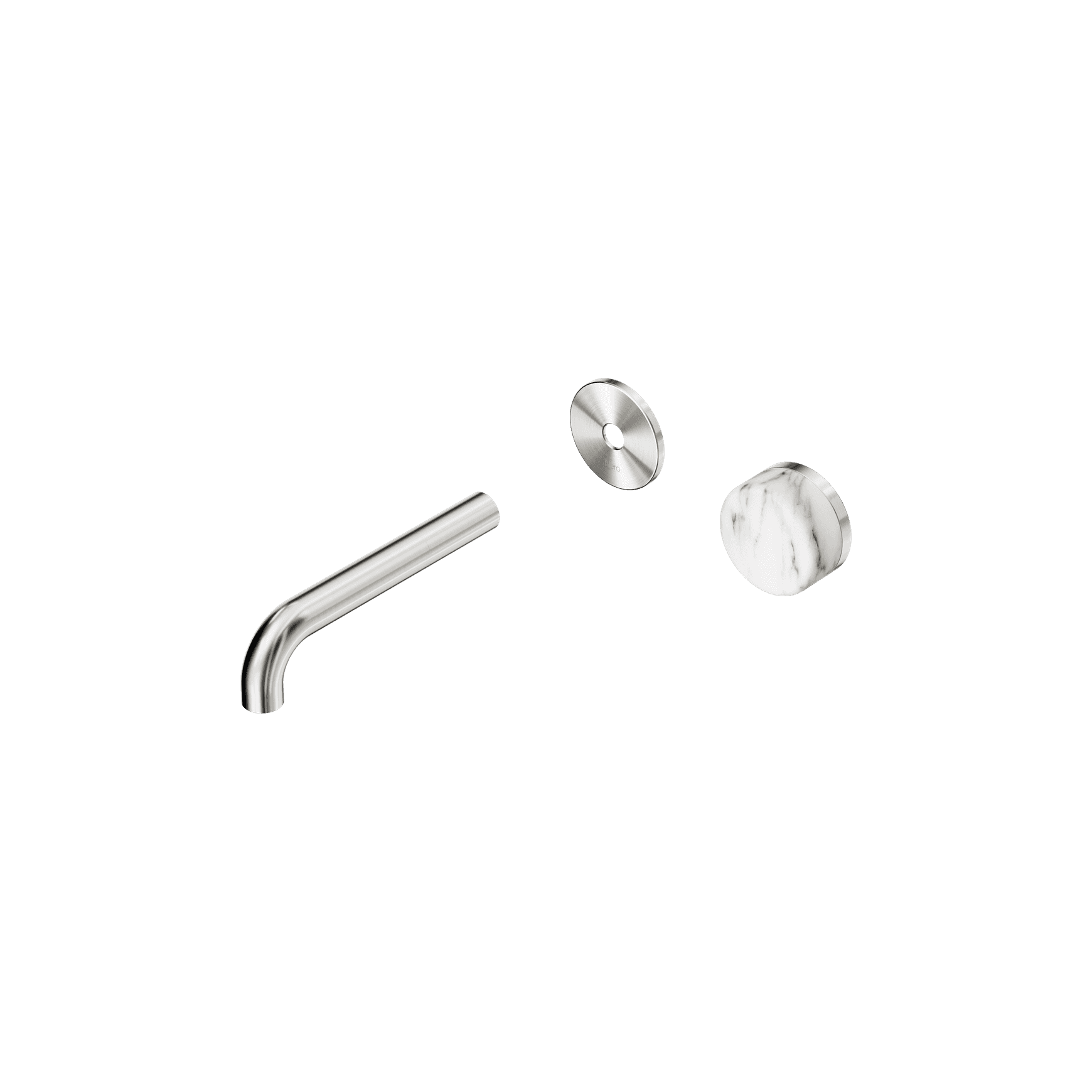 Serenity Wall Basin Mixer 160mm Spout Arabescato Corchia Handle Brushed Nickel