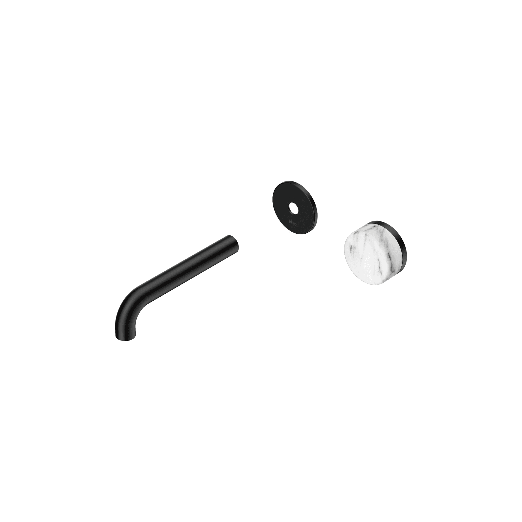 Serenity Wall Basin Mixer 160mm Spout Arabescato Corchia Handle Matte Black
