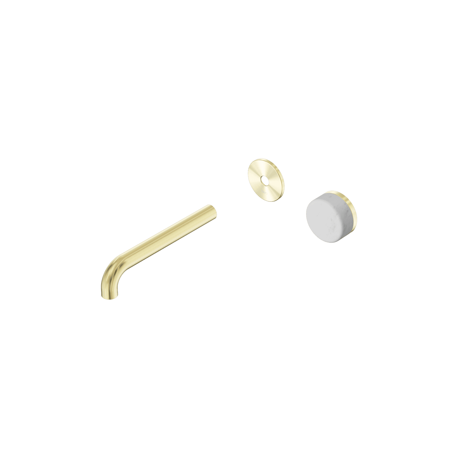Serenity Wall Basin Mixer 185mm Spout Carrara Handle Brushed Gold