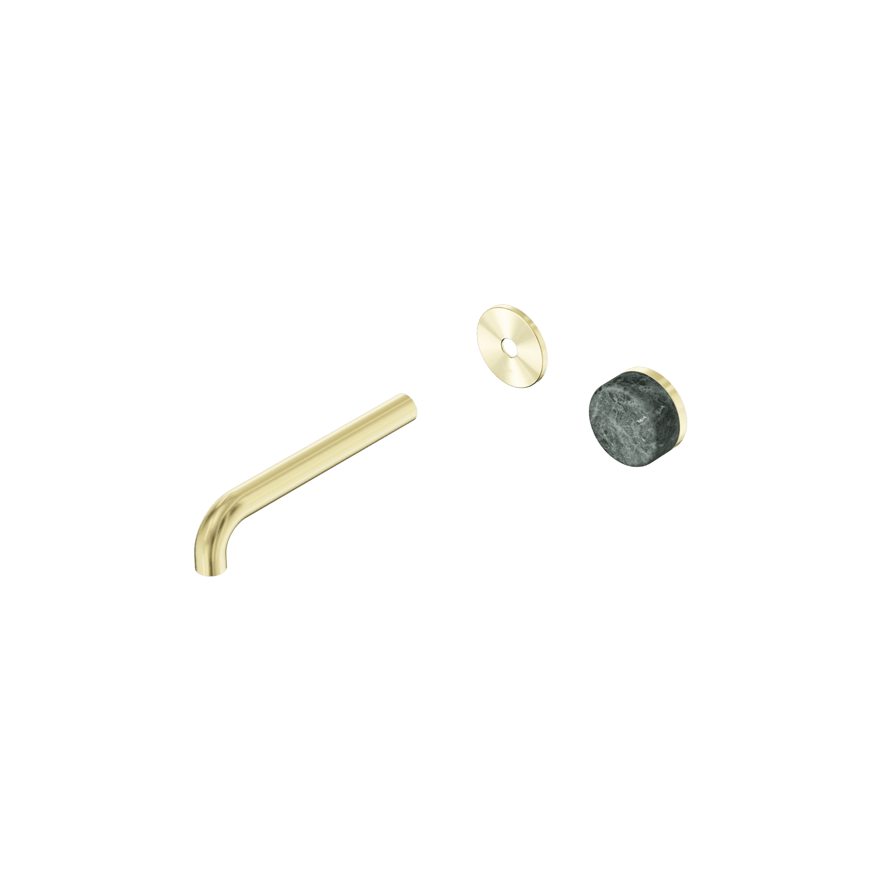Serenity Wall Basin Mixer 185mm Spout Verde Alpi Handle Brushed Gold