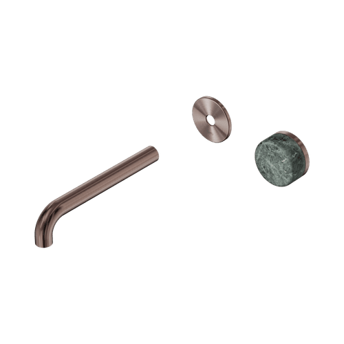 Serenity Wall Basin Mixer 185mm Spout Verde Alpi Handle Brushed Bronze