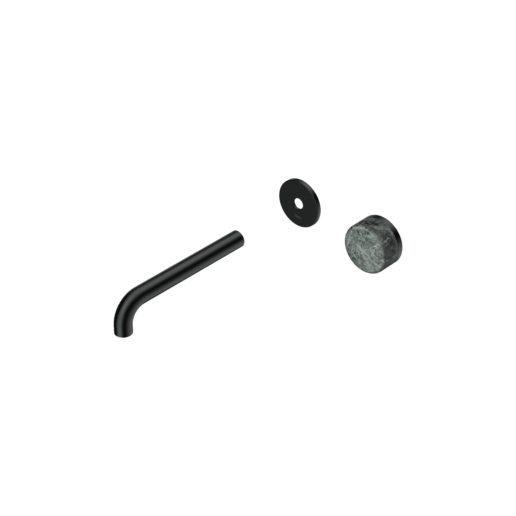 Serenity Wall Basin Mixer 185mm Spout Verde Alpi Handle Matte Black