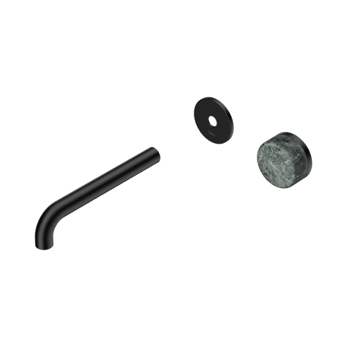 Serenity Wall Basin Mixer 185mm Spout Verde Alpi Handle Matte Black