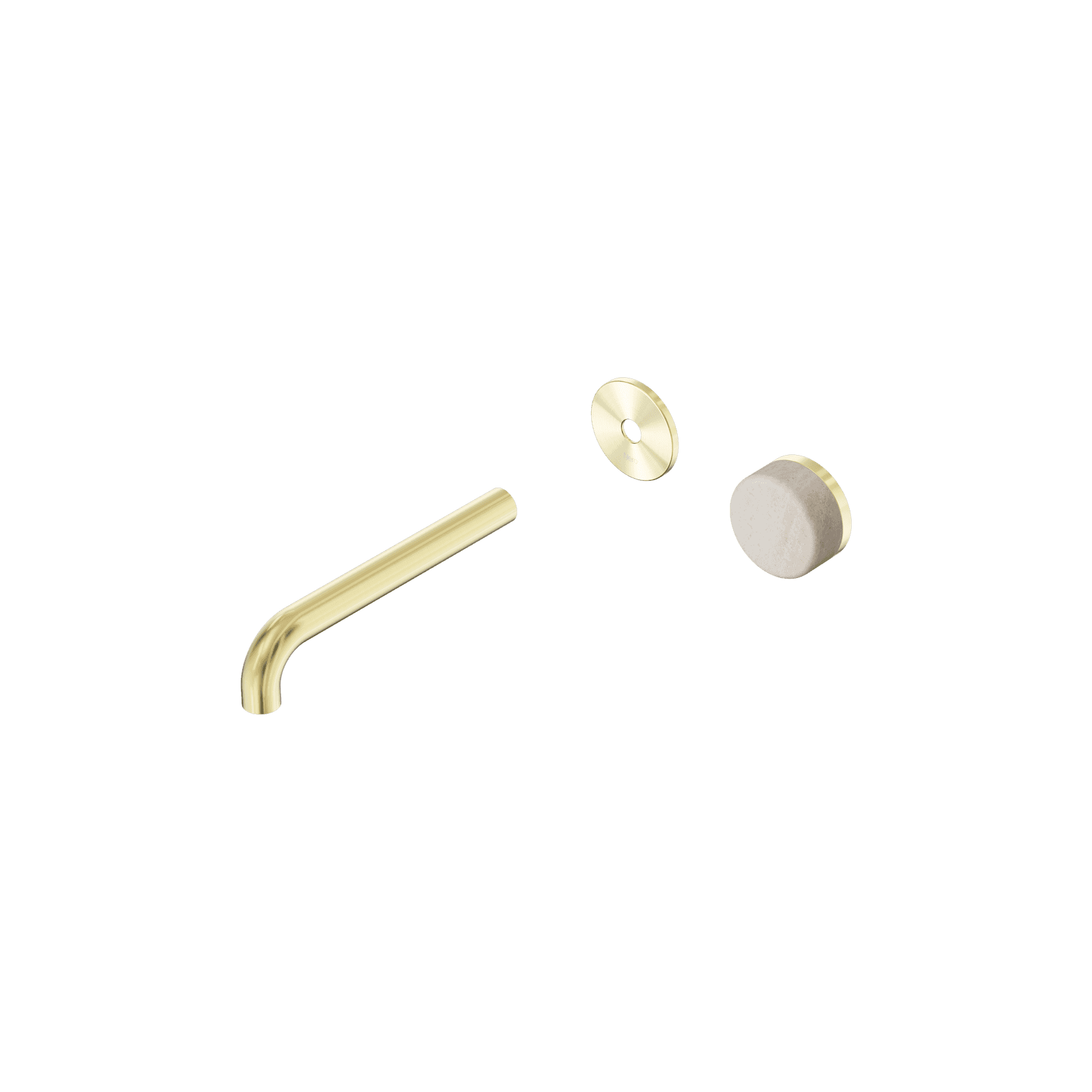 Serenity Wall Basin Mixer 185mm Spout Rome Travertine Handle Brushed Gold