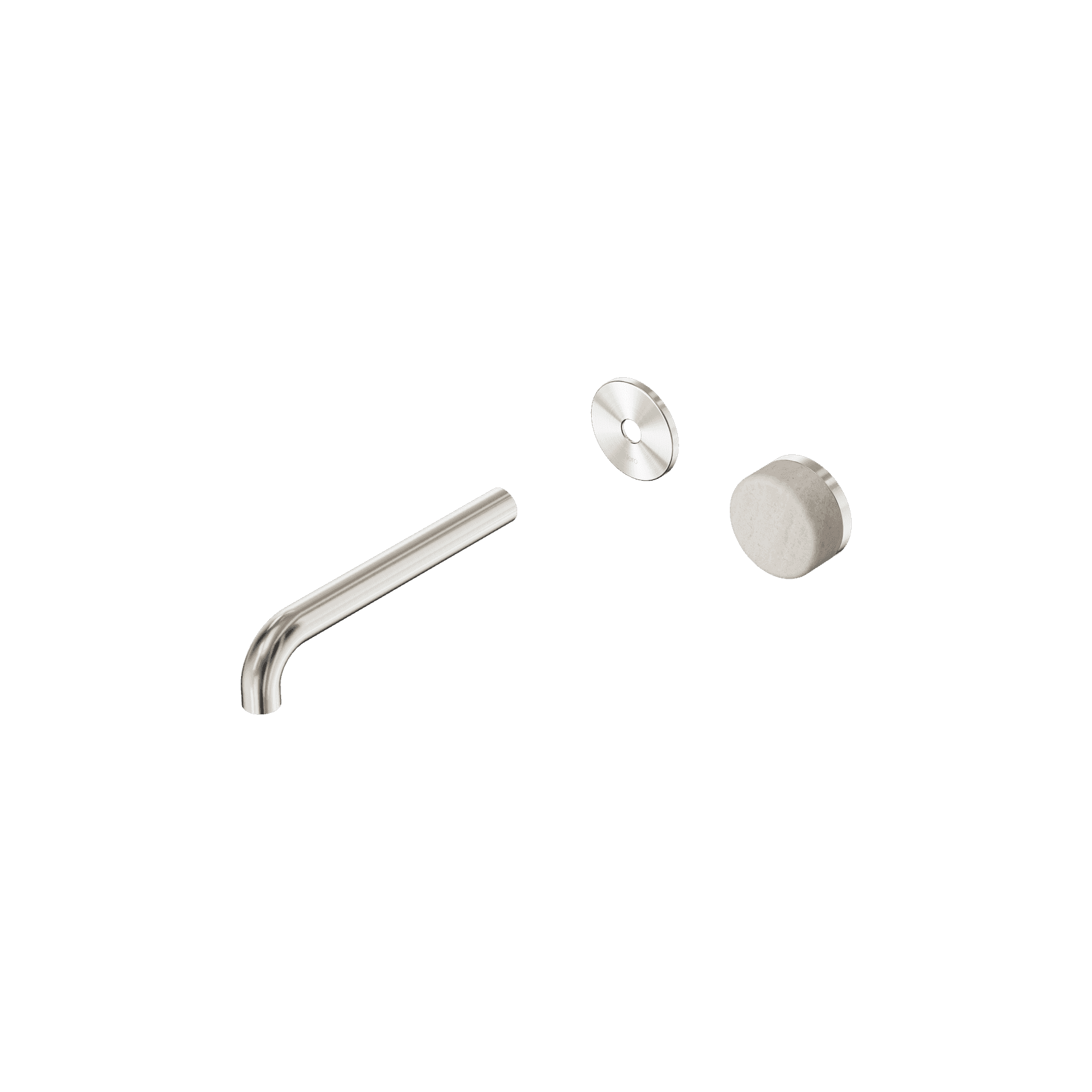 Serenity Wall Basin Mixer 185mm Spout Rome Travertine Handle Brushed Nickel