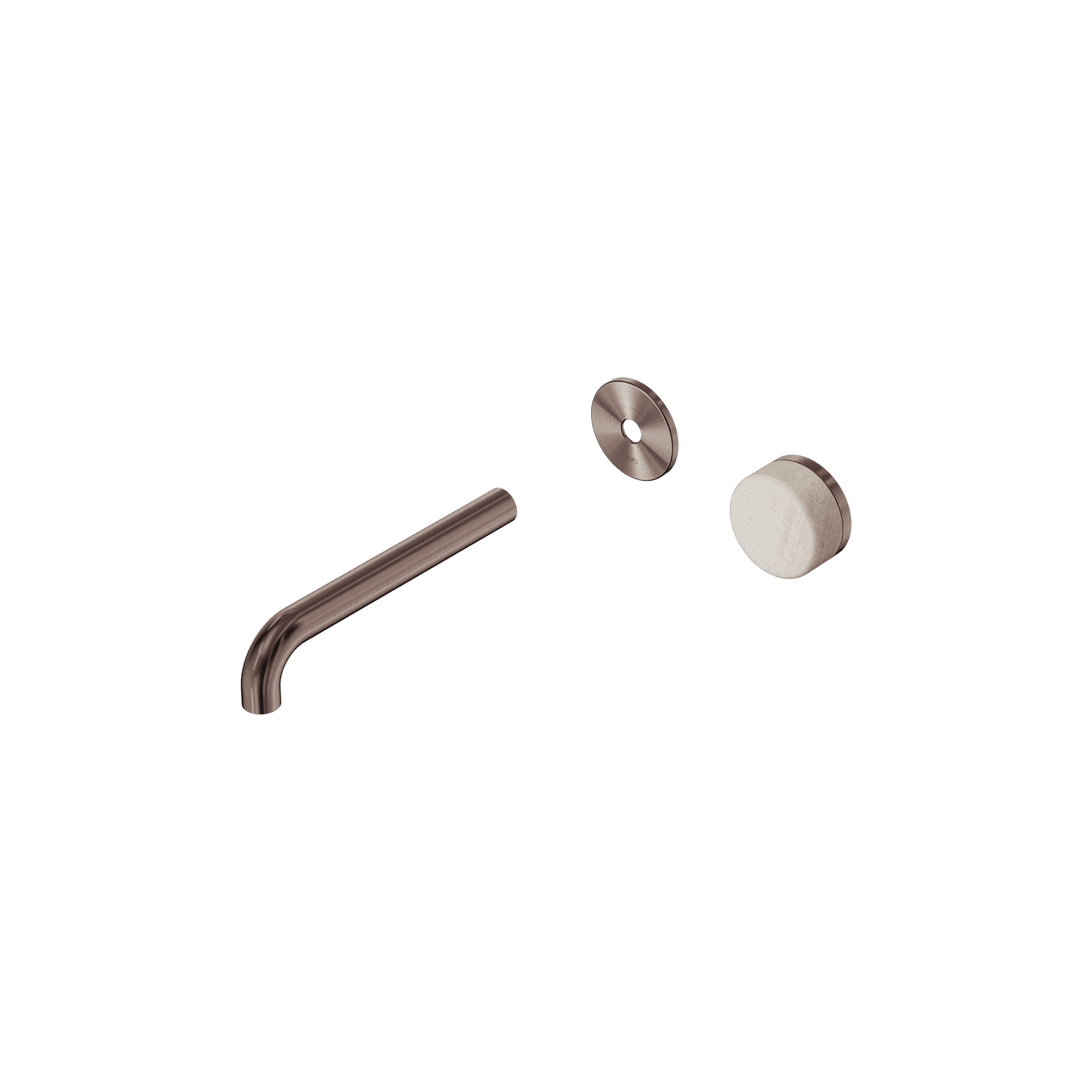 Serenity Wall Basin Mixer 185mm Spout Rome Travertine Handle Brushed Bronze