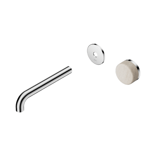 Serenity Wall Basin Mixer 185mm Spout Rome Travertine Handle Chrome