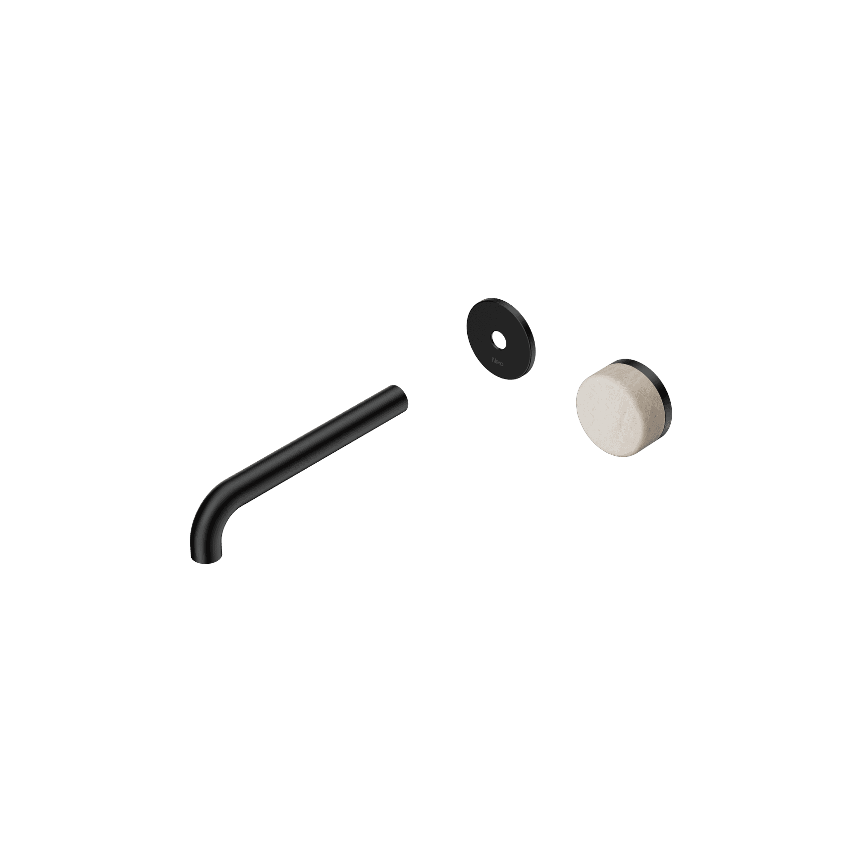 Serenity Wall Basin Mixer 185mm Spout Rome Travertine Handle Matte Black