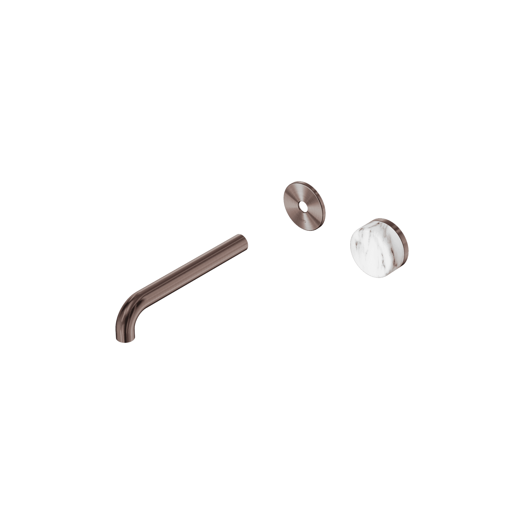 Serenity Wall Basin Mixer 185mm Spout Arabescato Corchia Handle Brushed Bronze