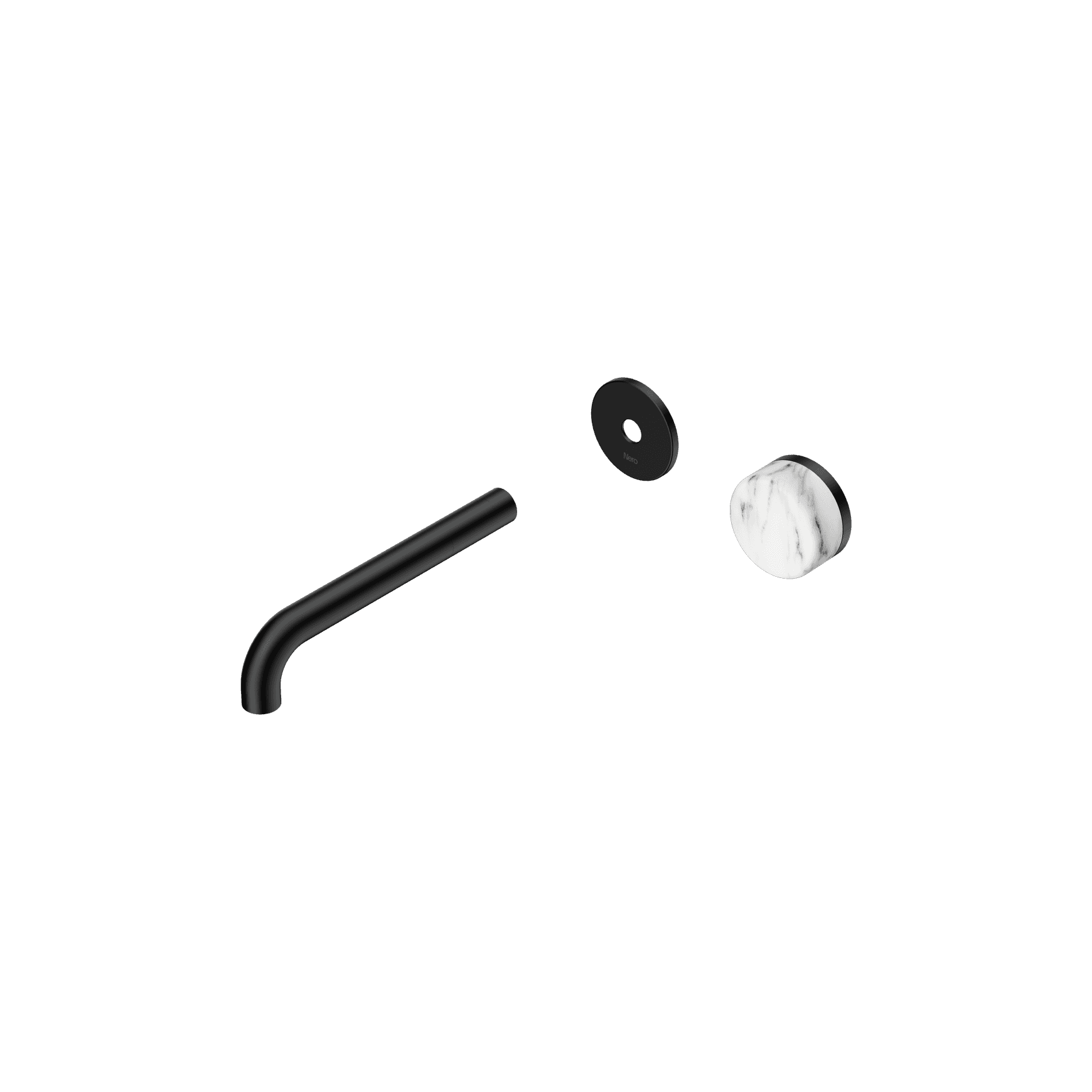 Serenity Wall Basin Mixer 185mm Spout Arabescato Corchia Handle Matte Black