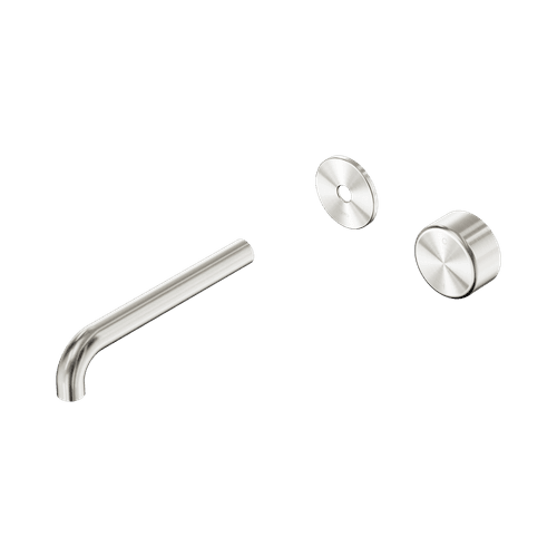 Serenity Wall Basin Mixer 185mm Spout Metal Handle Brushed Nickel