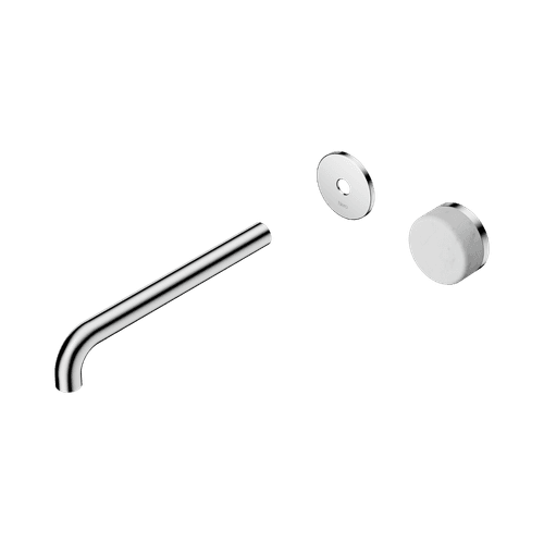 Serenity Wall Basin Mixer 220mm Spout Carrara Handle Chrome