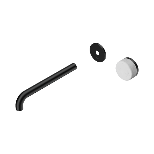 Serenity Wall Basin Mixer 220mm Spout Carrara Handle Matte Black