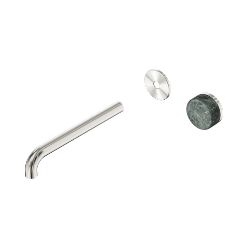 Serenity Wall Basin Mixer 220mm Spout Verde Alpi Handle Brushed Nickel