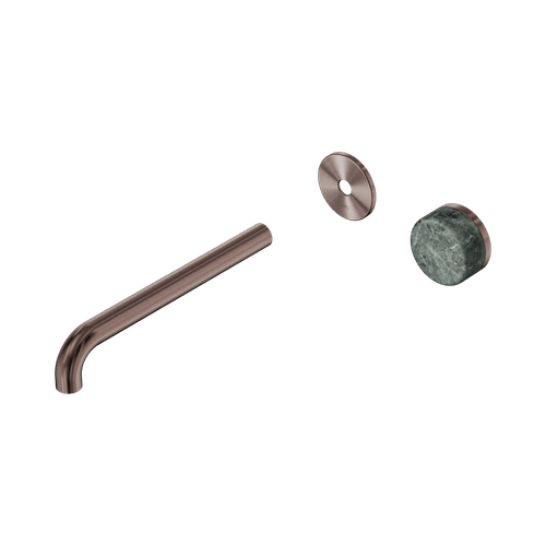 Serenity Wall Basin Mixer 220mm Spout Verde Alpi Handle Brushed Bronze