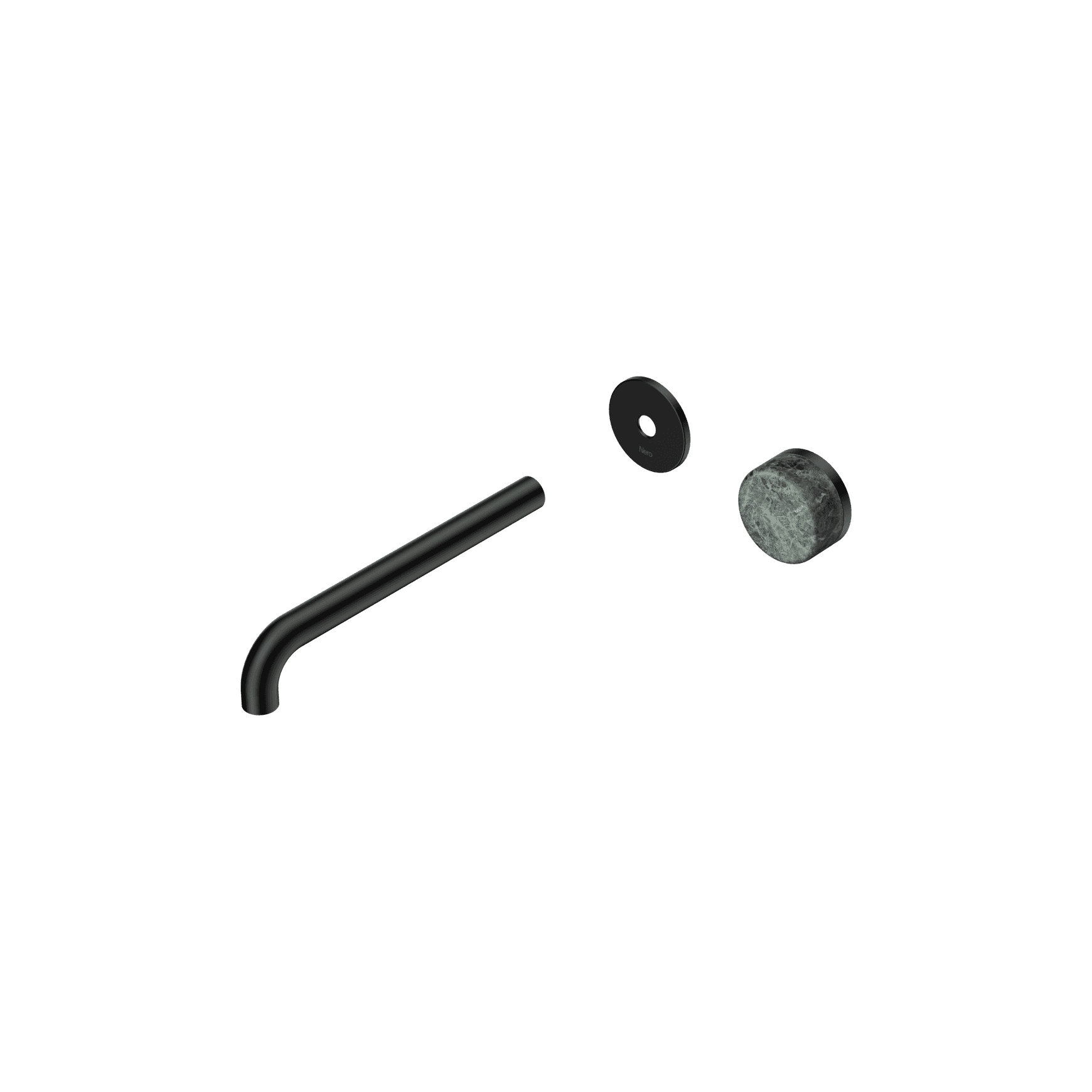 Serenity Wall Basin Mixer 220mm Spout Verde Alpi Handle Matte Black