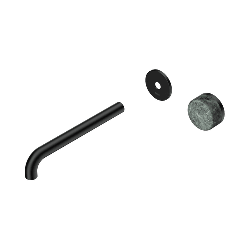 Serenity Wall Basin Mixer 220mm Spout Verde Alpi Handle Matte Black