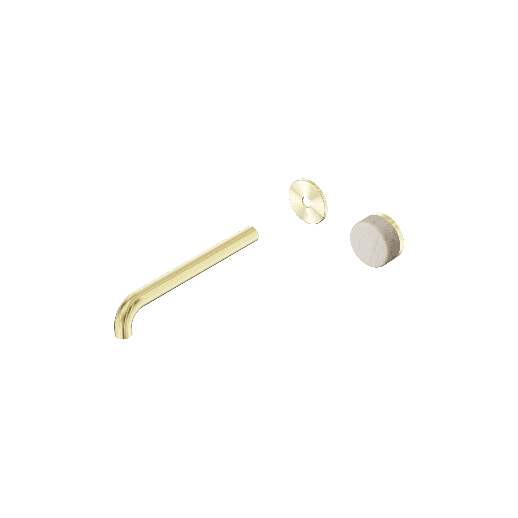 Serenity Wall Basin Mixer 220mm Spout Rome Travertine Handle Brushed Gold