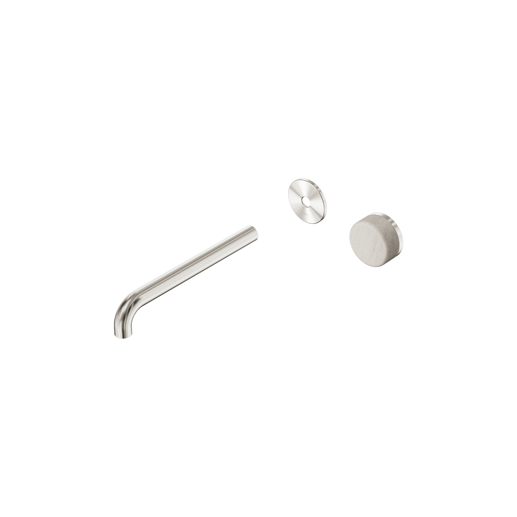 Serenity Wall Basin Mixer 220mm Spout Rome Travertine Handle Brushed Nickel