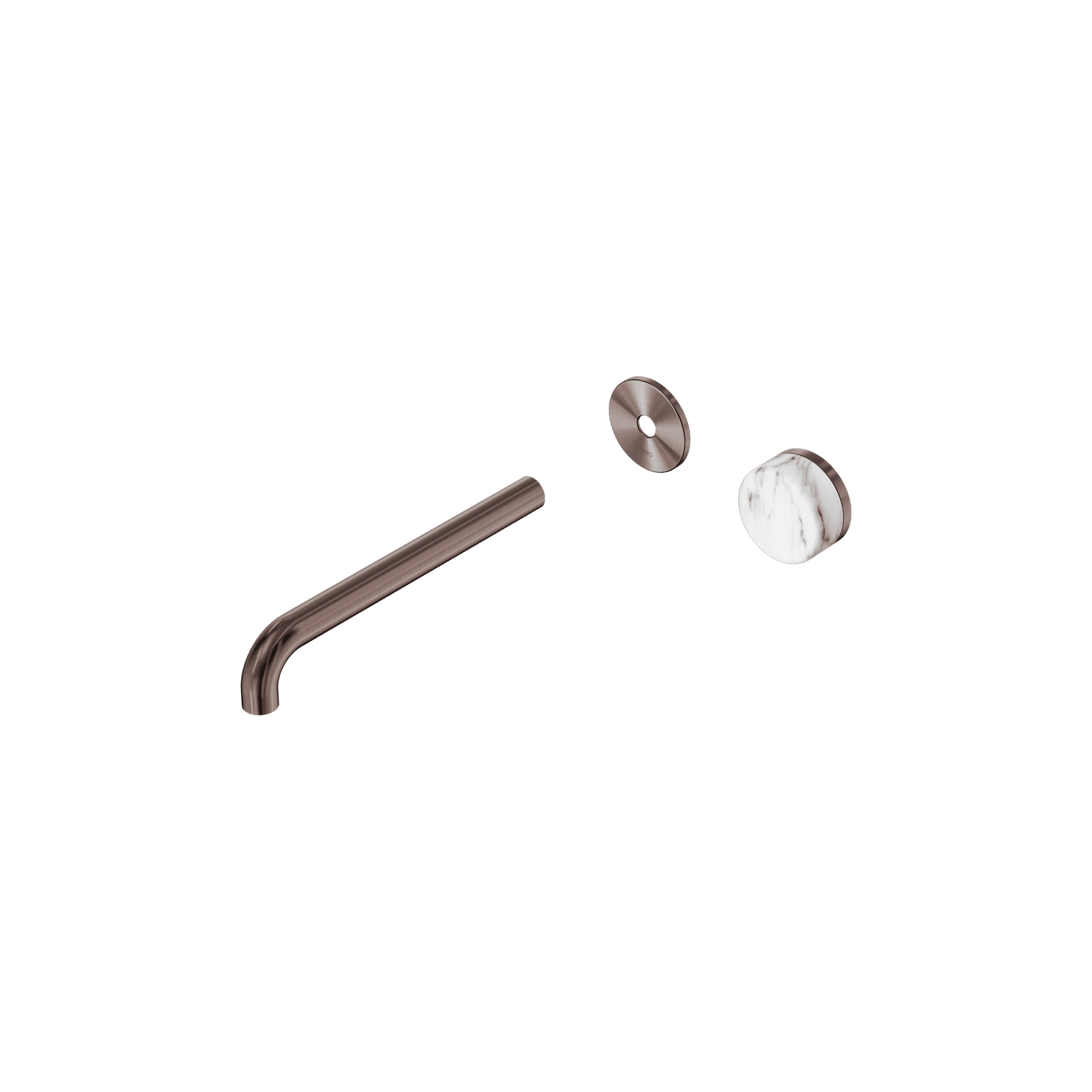 Serenity Wall Basin Mixer 220mm Spout Arabescato Corchia Handle Brushed Bronze