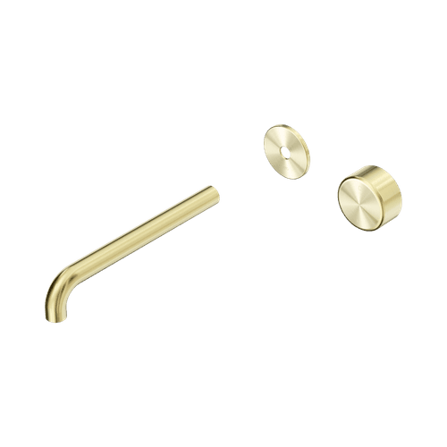 Serenity Wall Basin Mixer 220mm Spout Metal Handle Brushed Gold