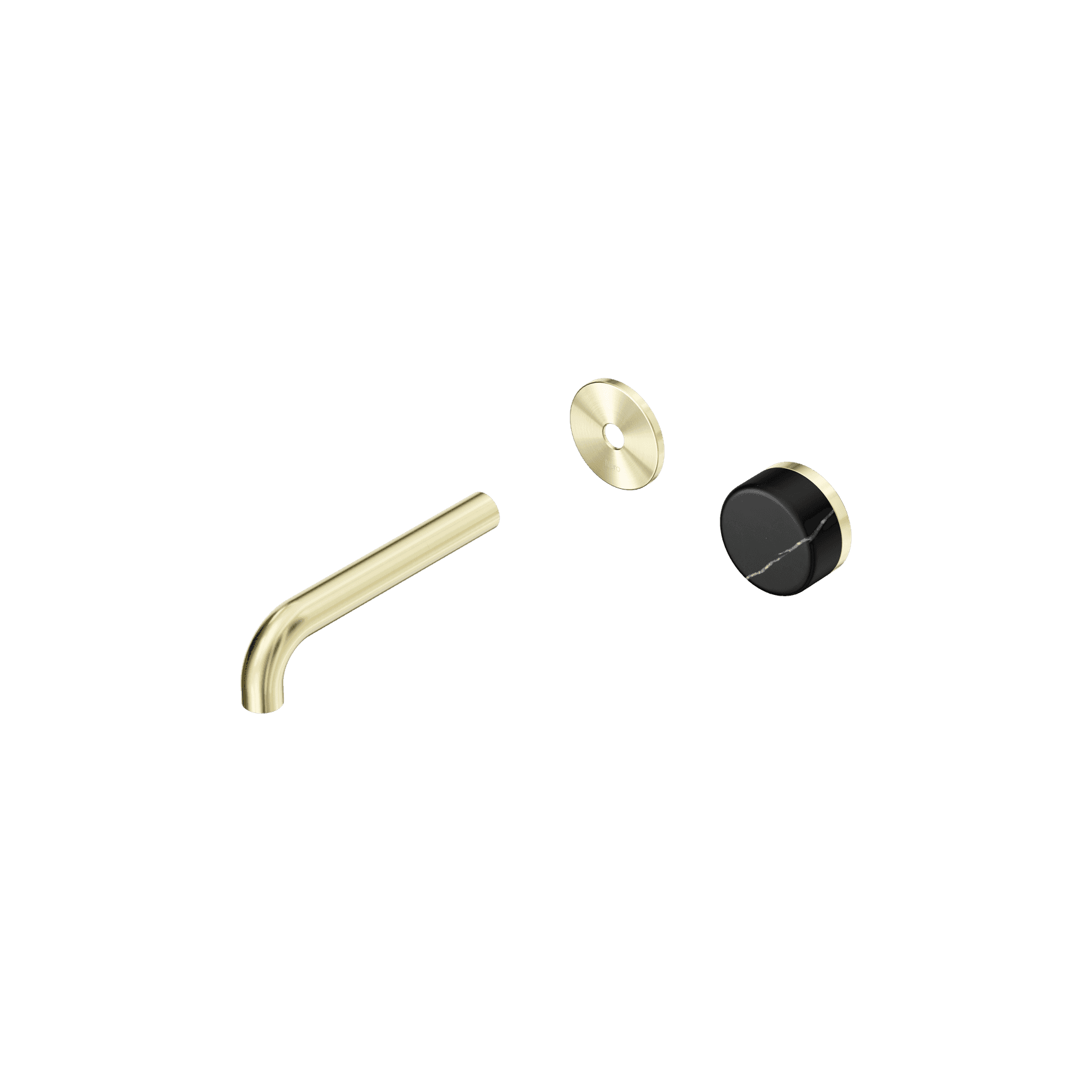 Serenity Wall Basin Mixer 160mm Spout Marquina Black Handle Brushed Gold