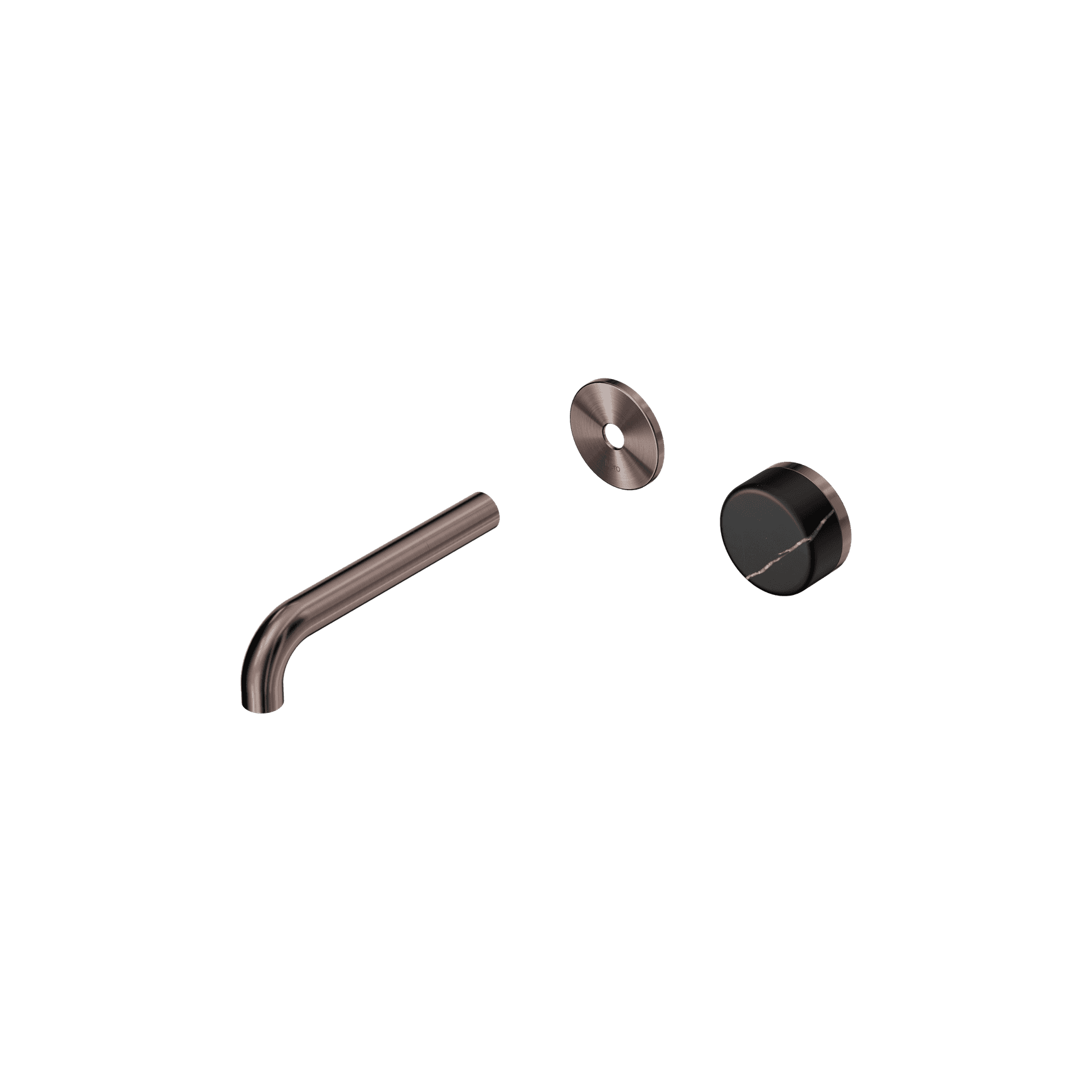 Serenity Wall Basin Mixer 160mm Spout Marquina Black Handle Brushed Bronze