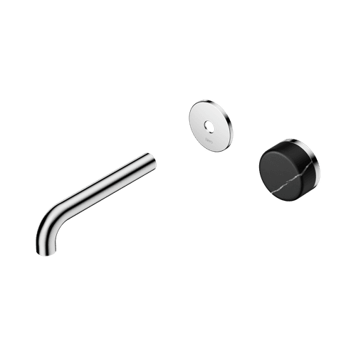 Serenity Wall Basin Mixer 160mm Spout Marquina Black Handle Chrome