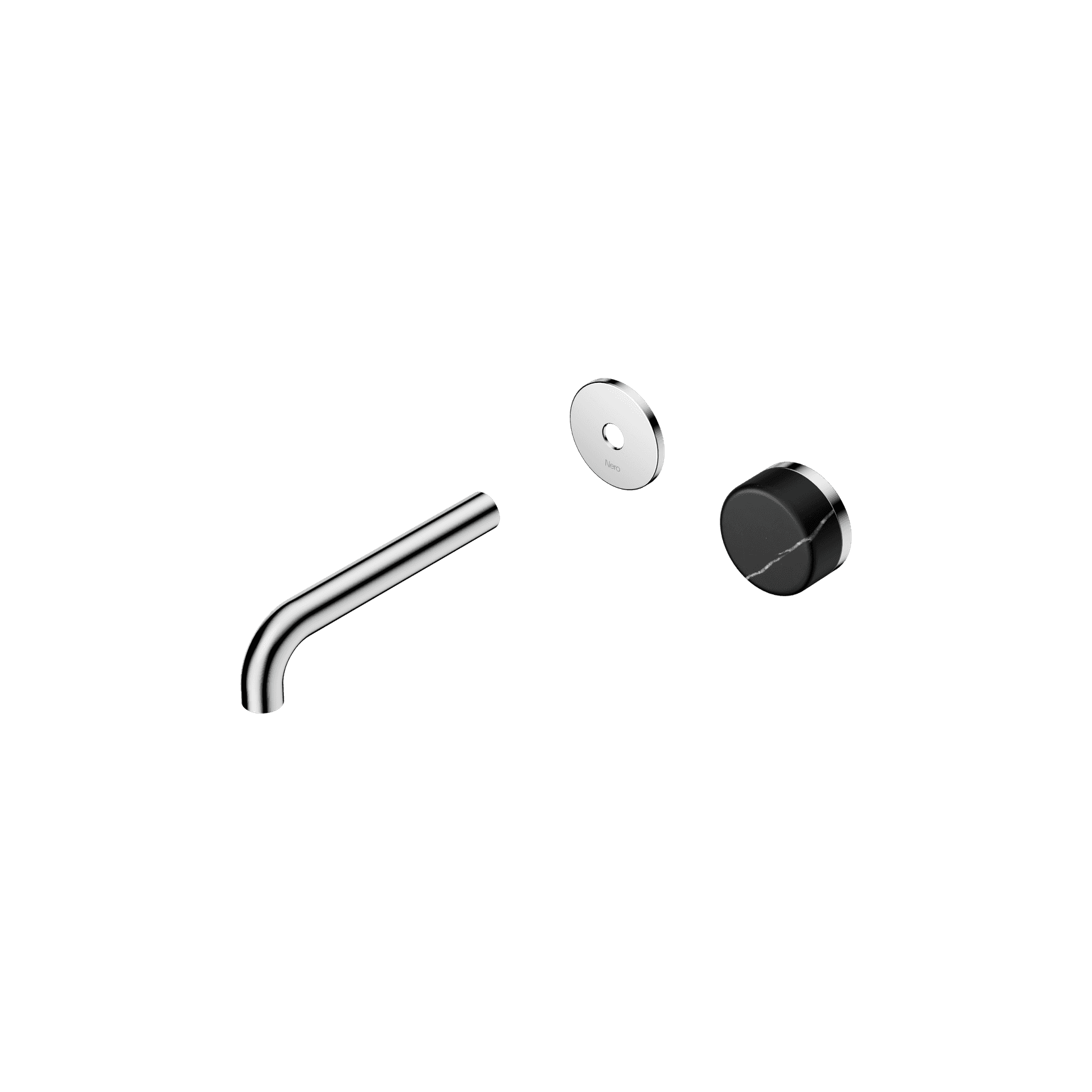Serenity Wall Basin Mixer 160mm Spout Marquina Black Handle Chrome