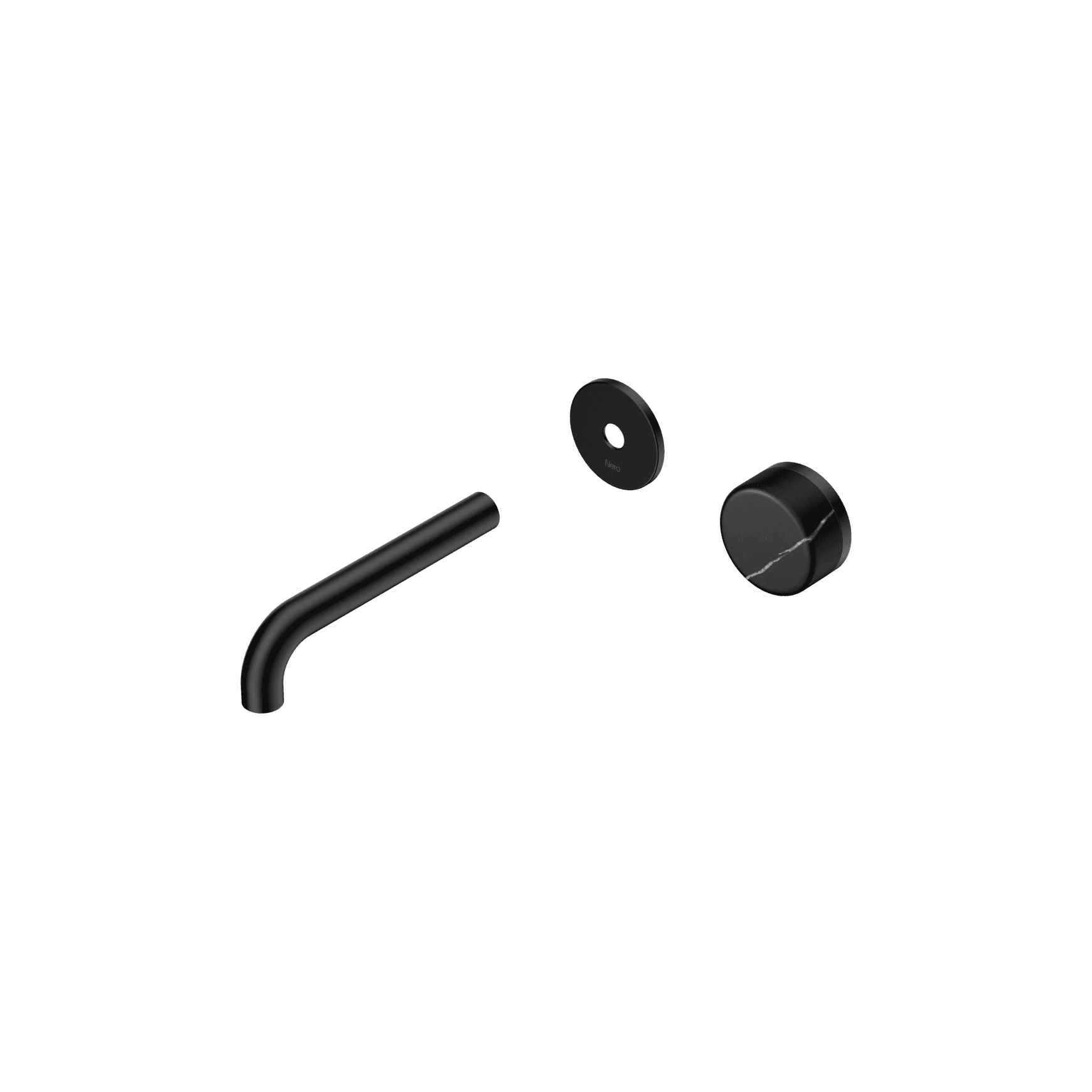 Serenity Wall Basin Mixer 160mm Spout Marquina Black Handle Matte Black