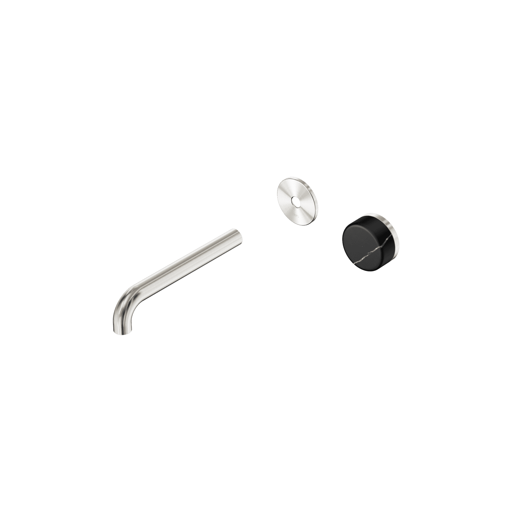 Serenity Wall Basin Mixer 185mm Spout Marquina Black Handle Brushed Nickel