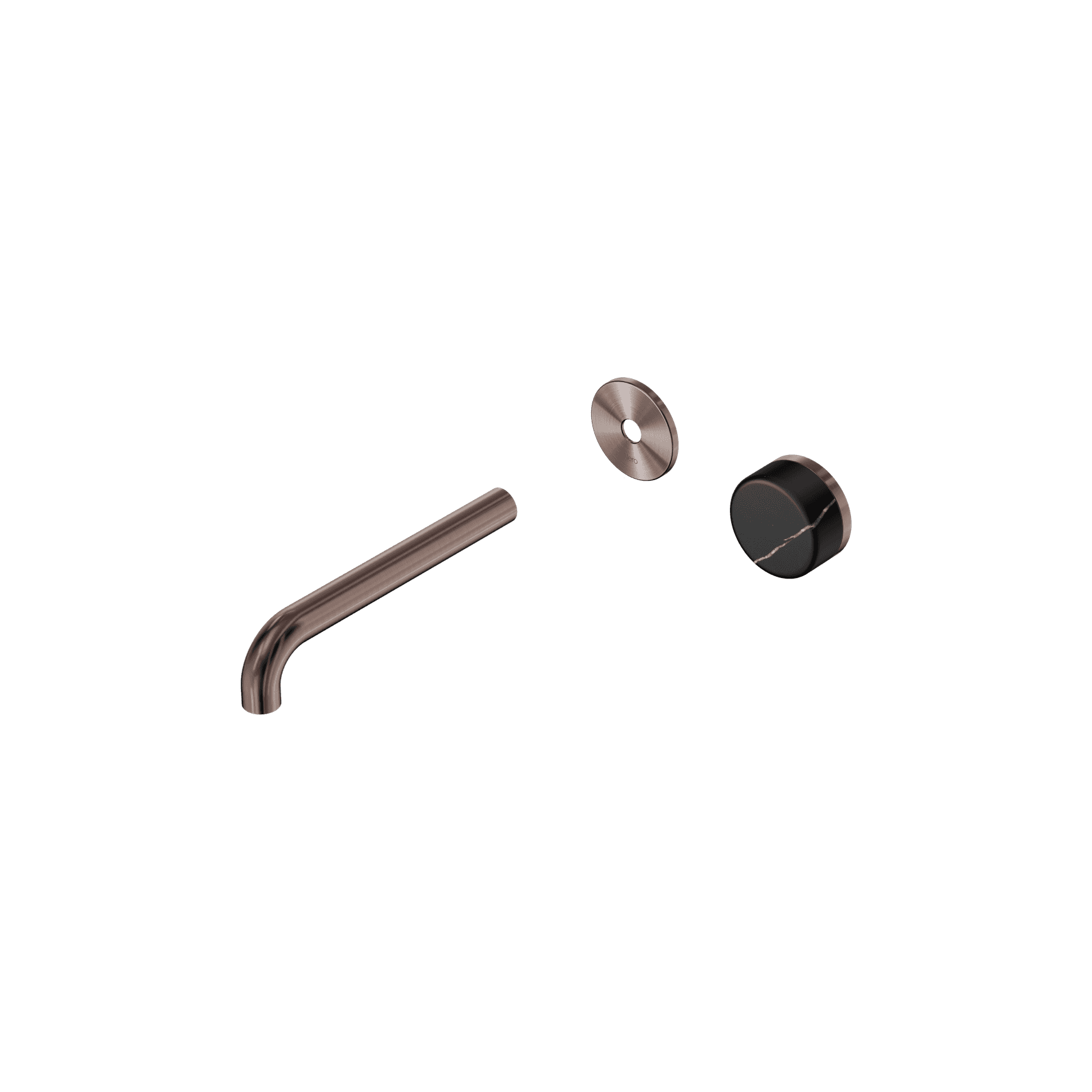 Serenity Wall Basin Mixer 185mm Spout Marquina Black Handle Brushed Bronze