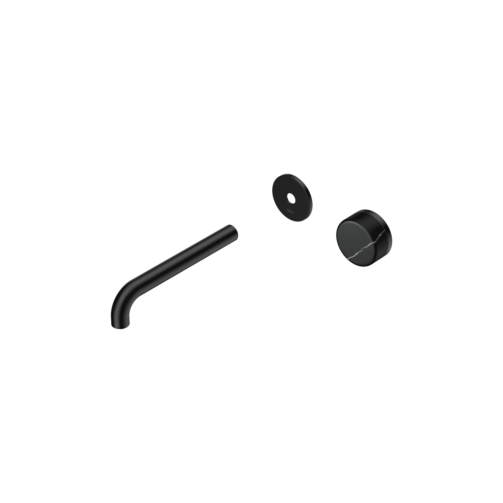 Serenity Wall Basin Mixer 185mm Spout Marquina Black Handle Matte Black