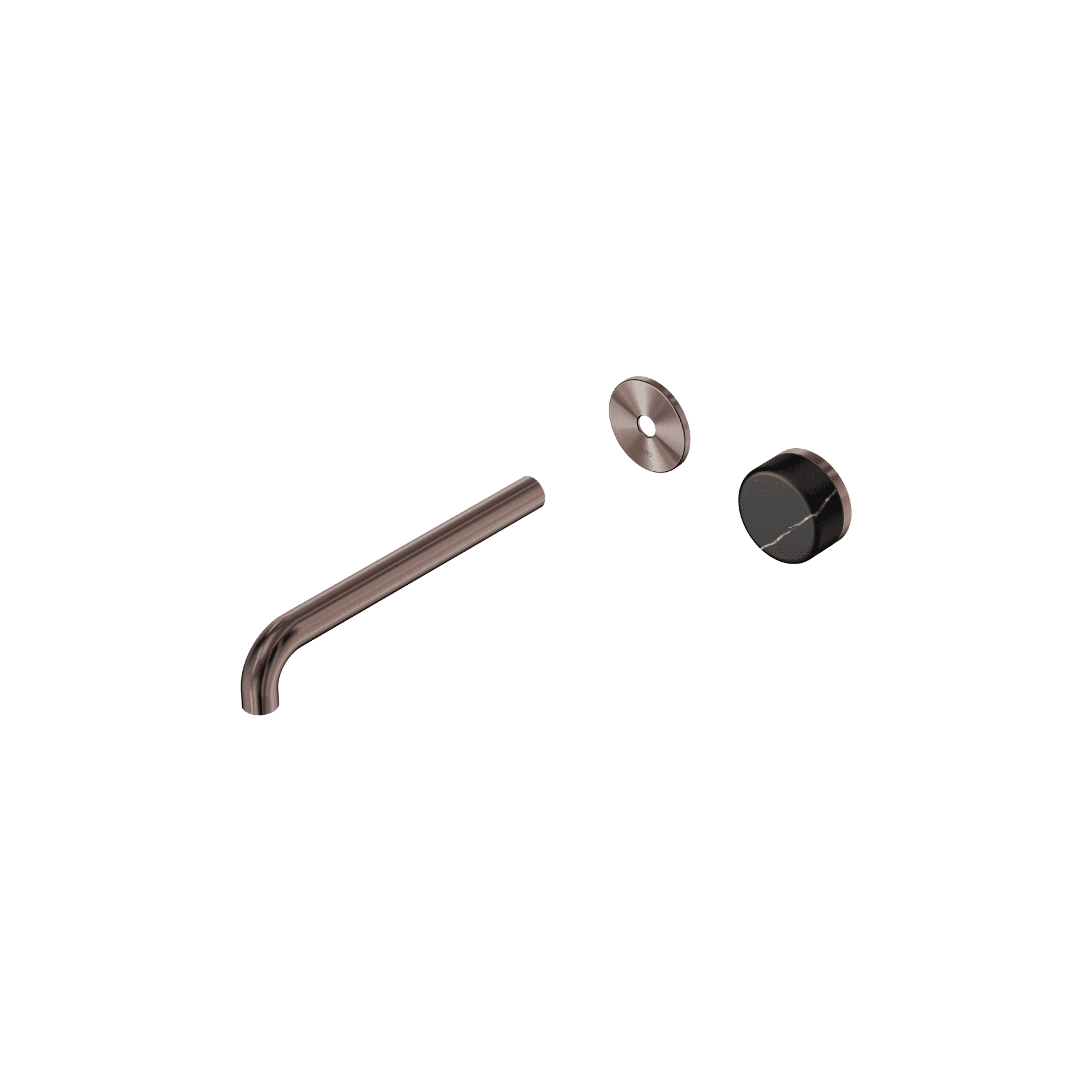 Serenity Wall Basin Mixer 220mm Spout Marquina Black Handle Brushed Bronze