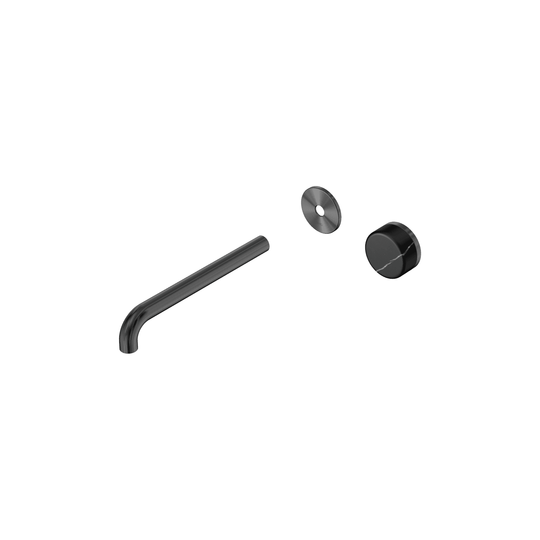 Serenity Wall Basin Mixer 220mm Spout Marquina Black Handle Gun Metal