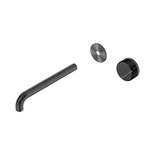 Serenity Wall Basin Mixer 220mm Spout Marquina Black Handle Gun Metal