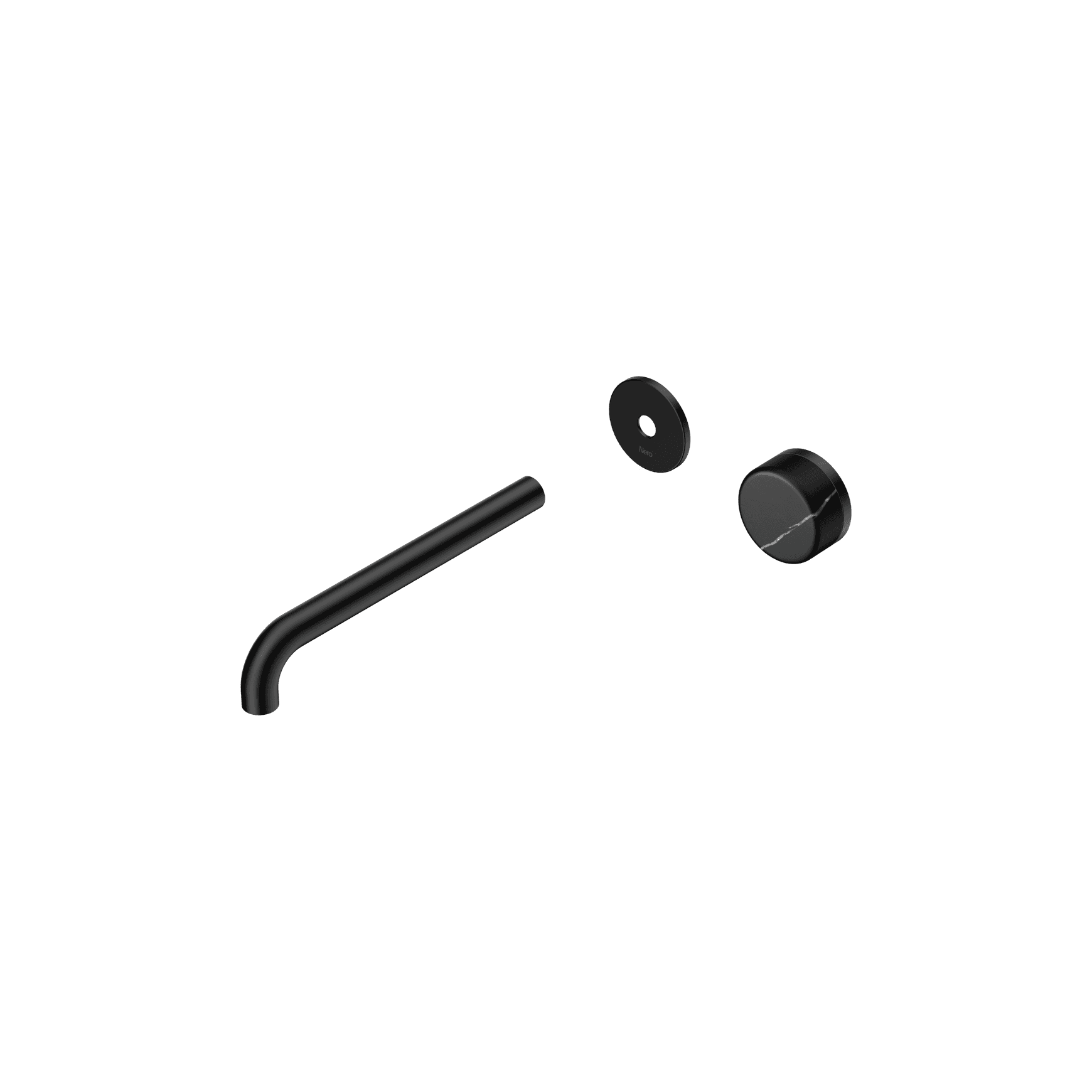 Serenity Wall Basin Mixer 220mm Spout Marquina Black Handle Matte Black