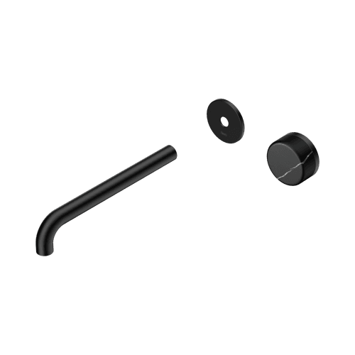 Serenity Wall Basin Mixer 220mm Spout Marquina Black Handle Matte Black