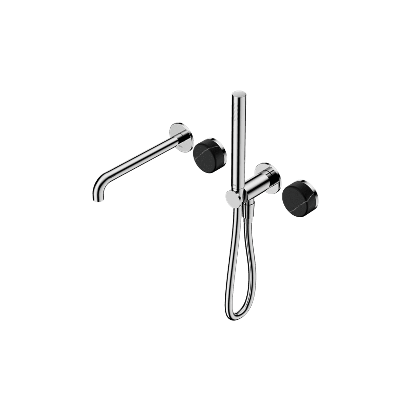 Serenity Shower System Spout Marquina Black Handle And Slim Shower Chrome