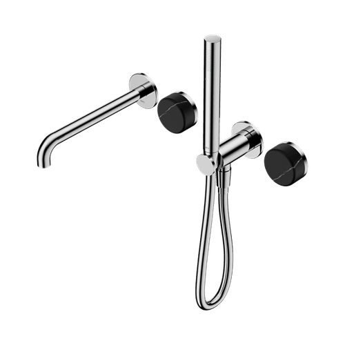 Serenity Shower System Spout Marquina Black Handle And Slim Shower Chrome