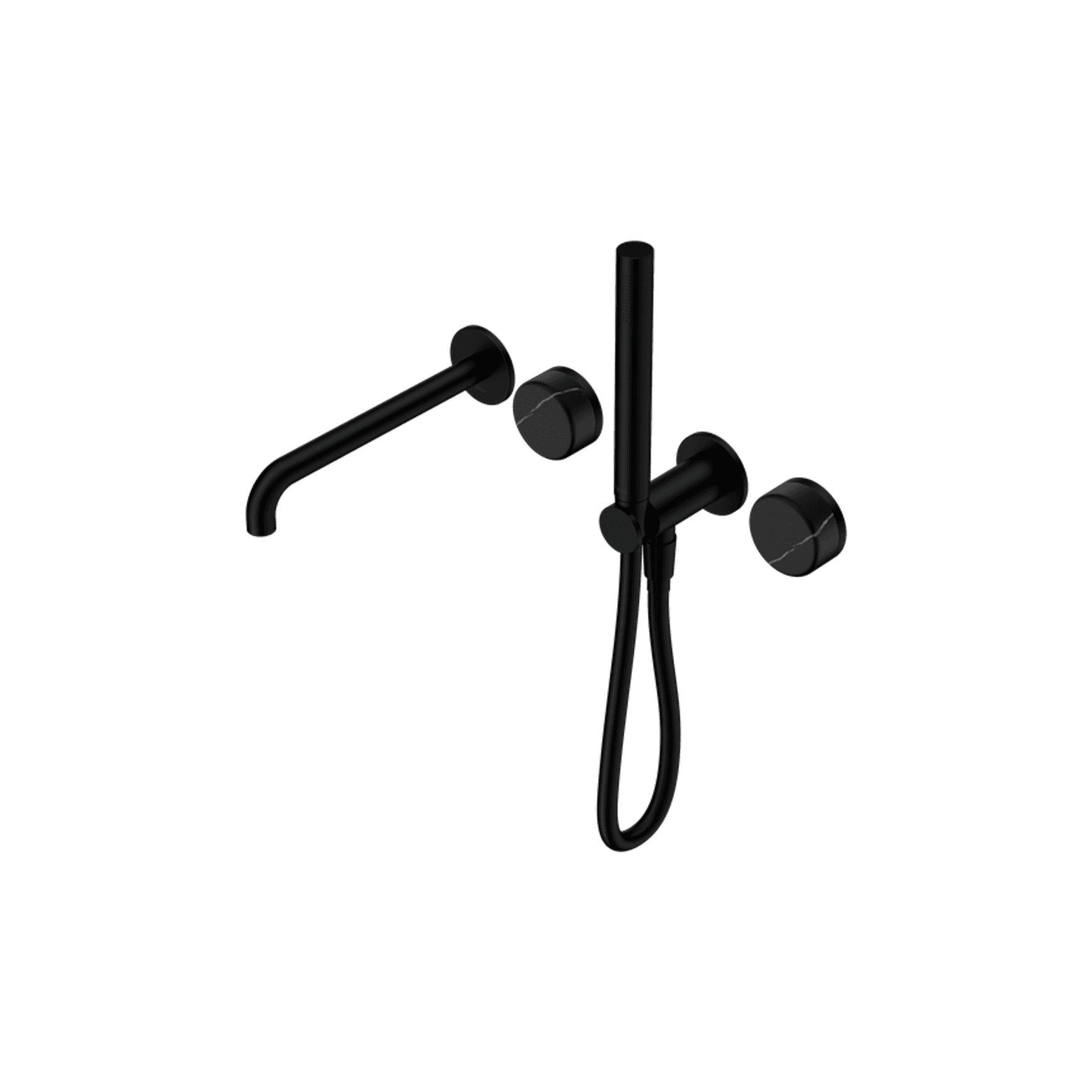Serenity Shower System Spout Marquina Black Handle And Slim Shower Matte Black