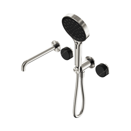 Serenity Shower System Spout Marquina Black Handle And Serenity Hand Shower Brushed Nickel