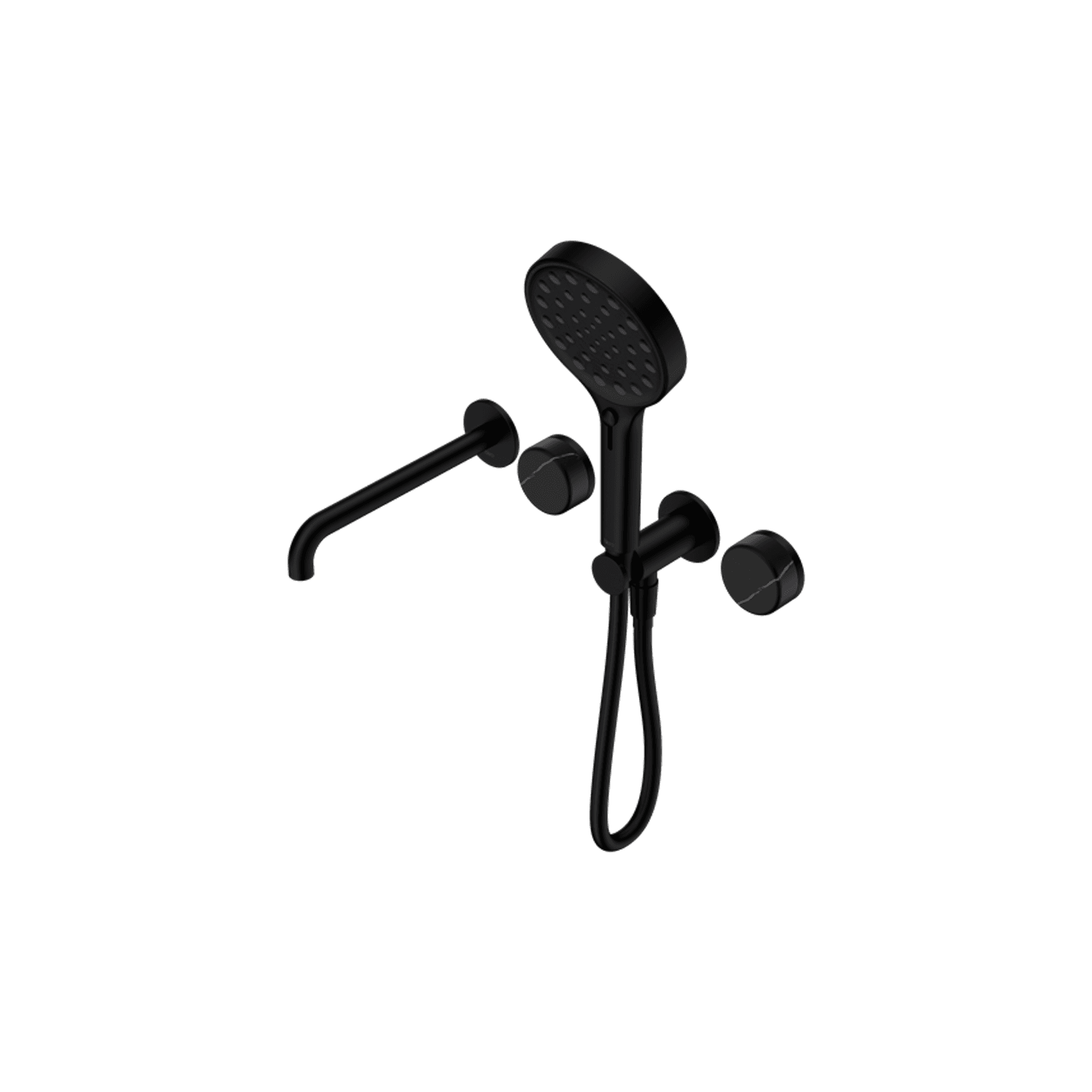 Serenity Shower System Spout Marquina Black Handle And Serenity Hand Shower Matte Black